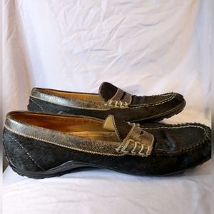 Martin Dingman "hairy" Safari Collection Loafers black and brown mens size 9.5